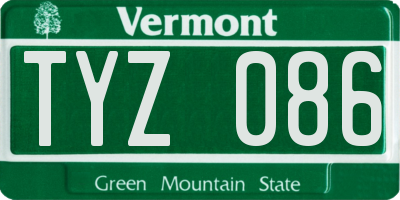 VT license plate TYZ086