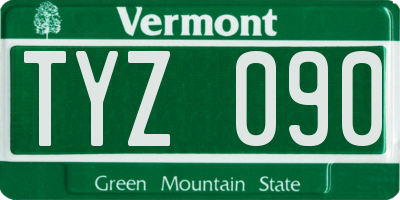 VT license plate TYZ090