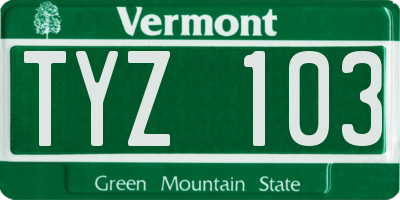VT license plate TYZ103