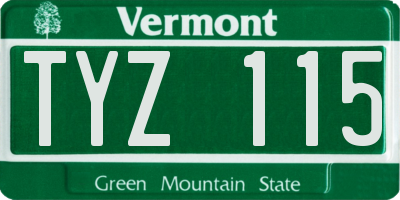 VT license plate TYZ115