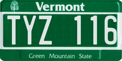 VT license plate TYZ116
