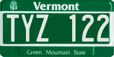 VT license plate TYZ122