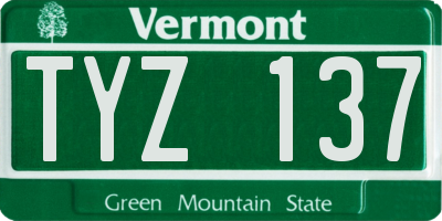 VT license plate TYZ137