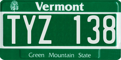 VT license plate TYZ138