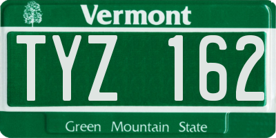 VT license plate TYZ162