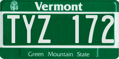 VT license plate TYZ172