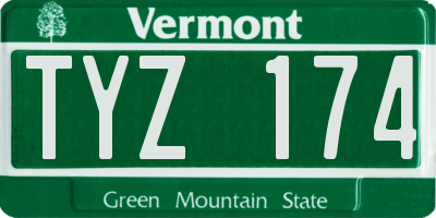 VT license plate TYZ174