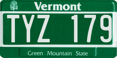 VT license plate TYZ179