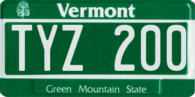 VT license plate TYZ200