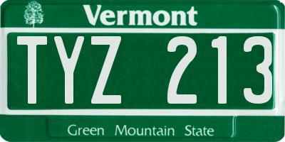VT license plate TYZ213