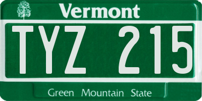 VT license plate TYZ215