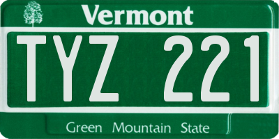 VT license plate TYZ221