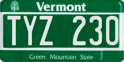 VT license plate TYZ230