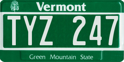 VT license plate TYZ247