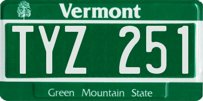 VT license plate TYZ251