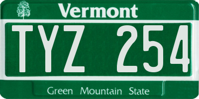 VT license plate TYZ254