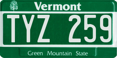 VT license plate TYZ259