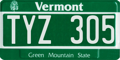 VT license plate TYZ305