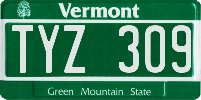 VT license plate TYZ309