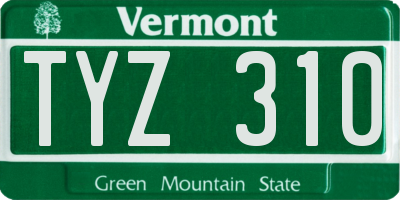 VT license plate TYZ310