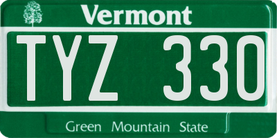 VT license plate TYZ330