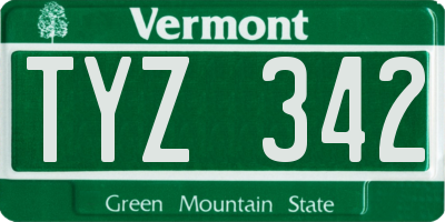 VT license plate TYZ342