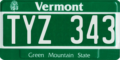 VT license plate TYZ343