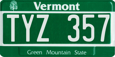 VT license plate TYZ357
