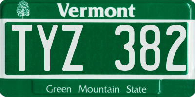 VT license plate TYZ382