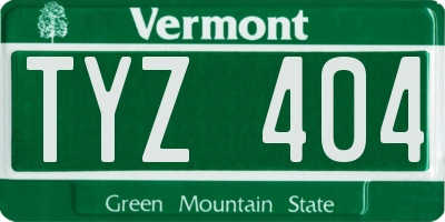 VT license plate TYZ404