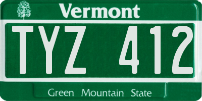 VT license plate TYZ412