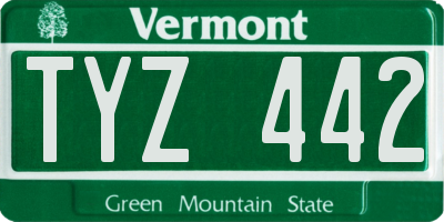 VT license plate TYZ442