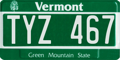 VT license plate TYZ467