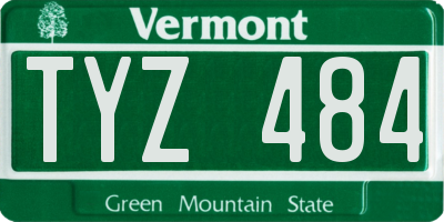 VT license plate TYZ484