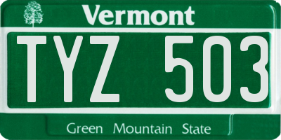 VT license plate TYZ503