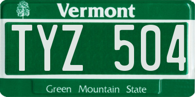 VT license plate TYZ504