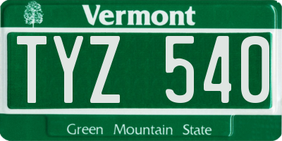 VT license plate TYZ540