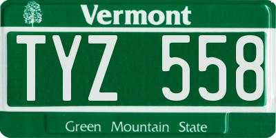 VT license plate TYZ558