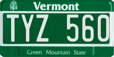 VT license plate TYZ560