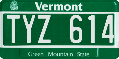 VT license plate TYZ614