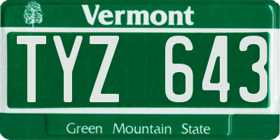 VT license plate TYZ643