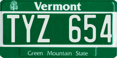 VT license plate TYZ654