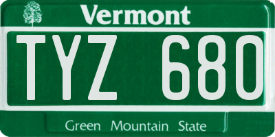 VT license plate TYZ680