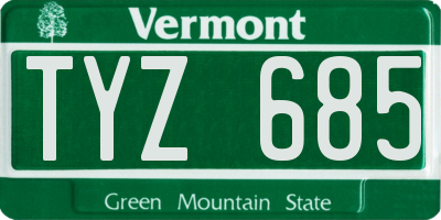 VT license plate TYZ685