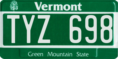 VT license plate TYZ698