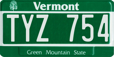 VT license plate TYZ754