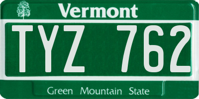 VT license plate TYZ762