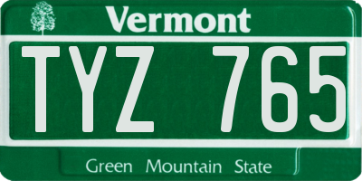 VT license plate TYZ765