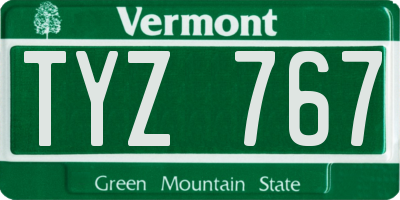 VT license plate TYZ767