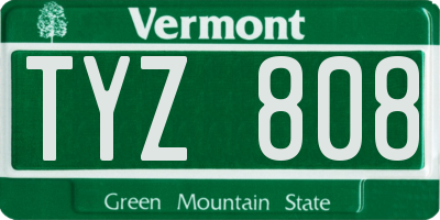 VT license plate TYZ808